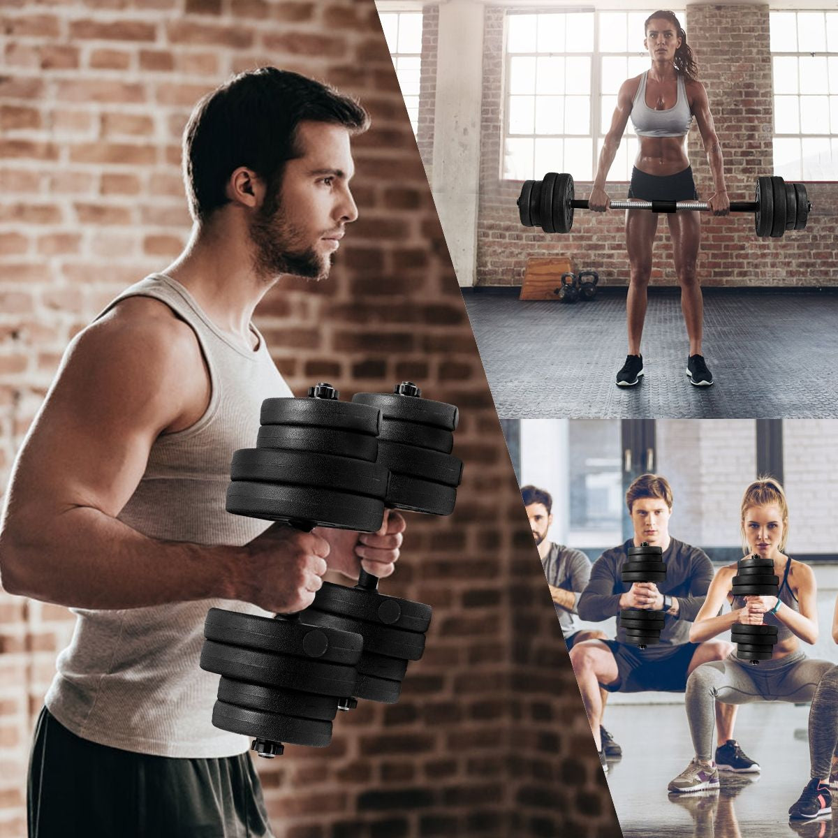 Haltères Pour Musculation 2 En 1 Disques Poids Ajustable 30KG Poignée Confortable, Pour Fitness Musculation Entraînement